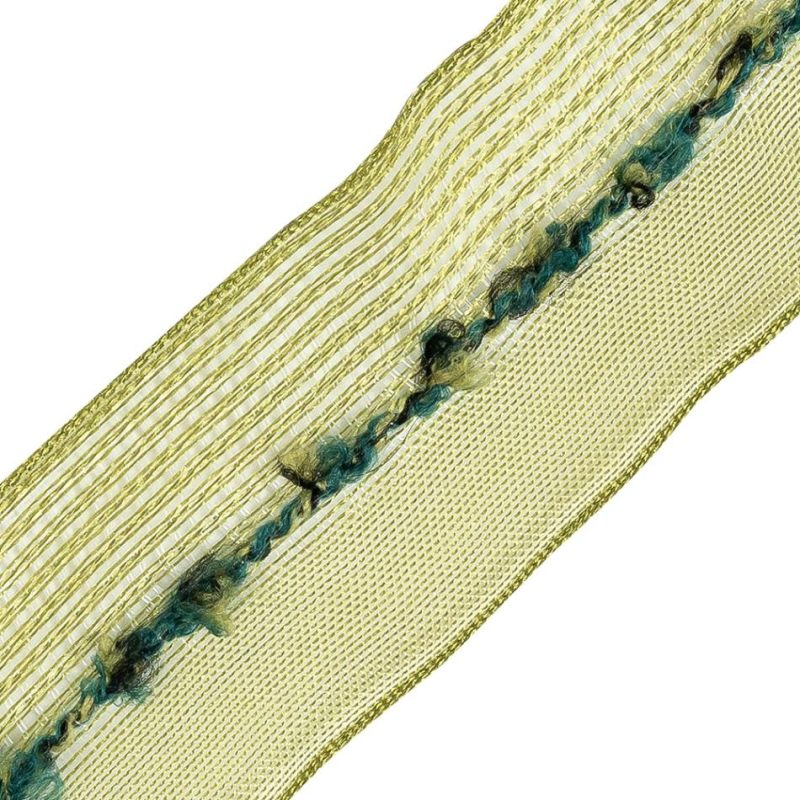 Sheer | Olive And Hunter Green Boucle Wired Organza Ribbon – 1.5" Organza Olive,Hunter Green