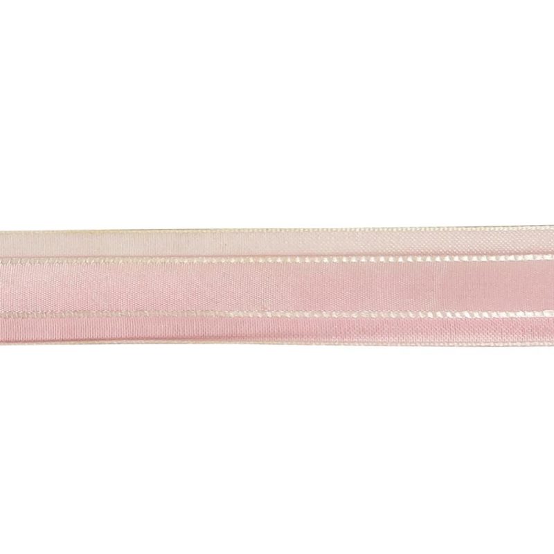 Sheer | Pink And White Ombre Woven Ribbon With Sheer Organza Borders – 0.75" Ribbons Primrose Pink