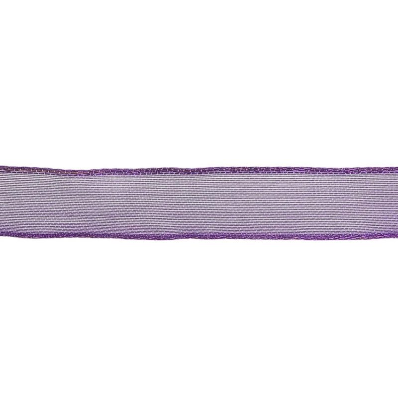 Sheer | Purple Sheer Woven Ribbon With Wired Edges – 0.75" Ribbons Sheer