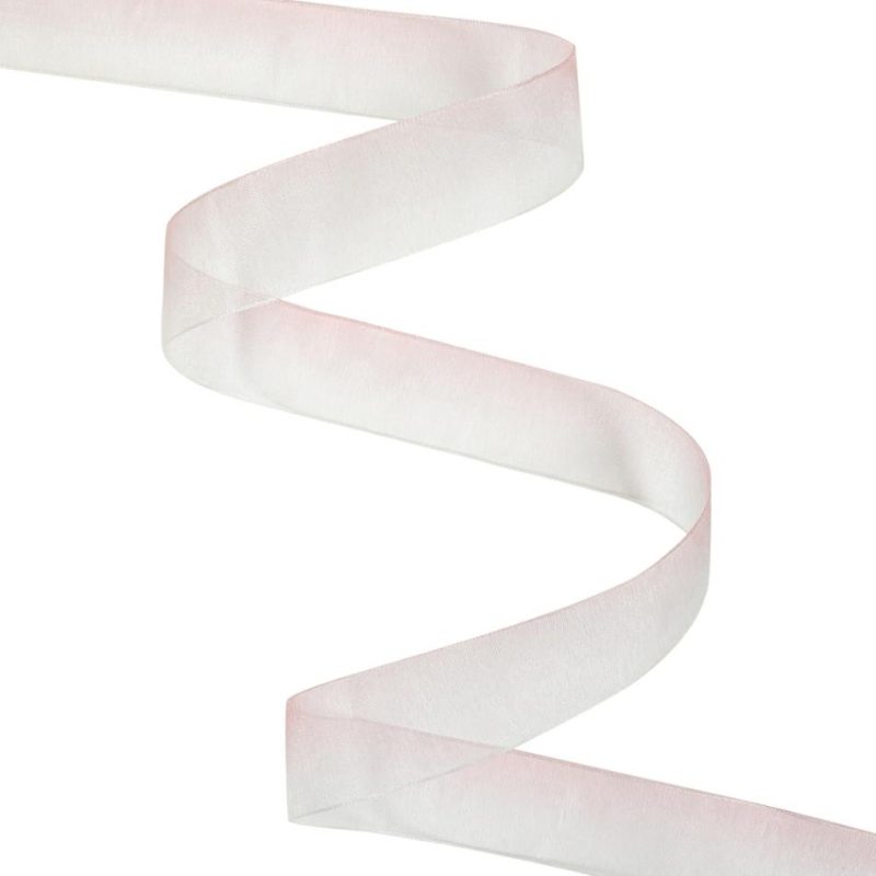 Sheer | Sheer Pink And White Alyssum Ombre Ribbon – 0.875" Ribbons Sheer