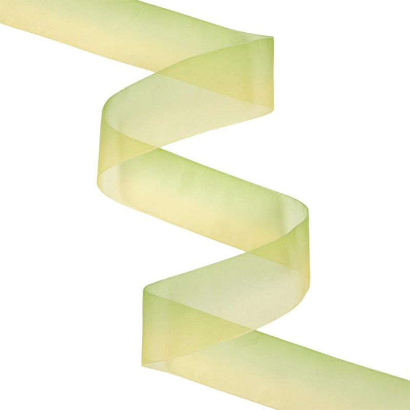 Sheer | Sheer Yellow And Green Ombre Ribbon – 1.5" Ribbons Sheer