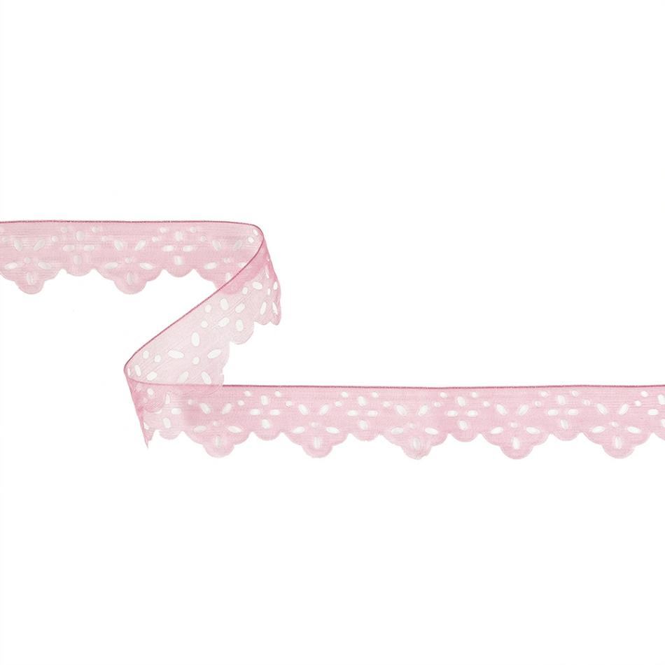 Sheer | Shimmering Pink Scalloped Burnout Organza Trim – 1" Organza Organza