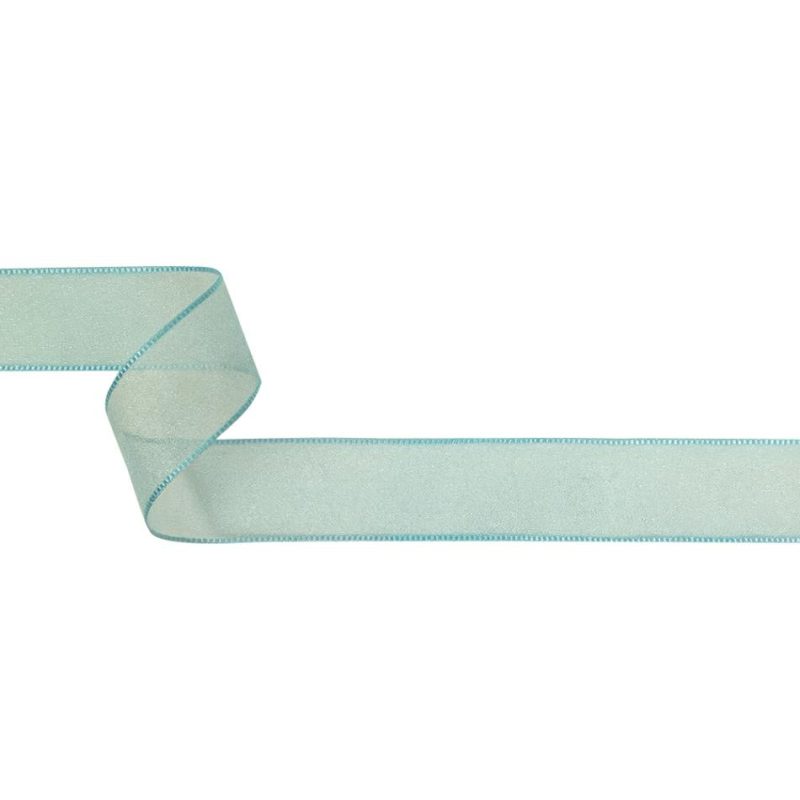 Sheer | Sky Blue Shimmering Organza Ribbon With Woven Edges – 1.125" Organza Organza