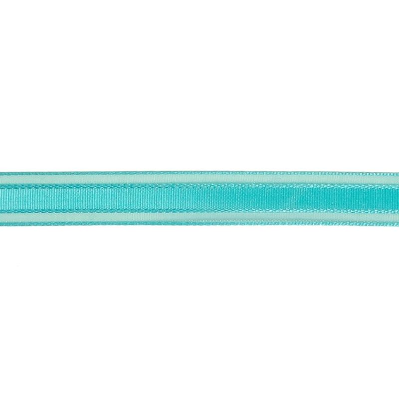 Sheer | Turquoise Woven Ribbon With Sheer Organza Borders – 0.5" Ribbons Sheer