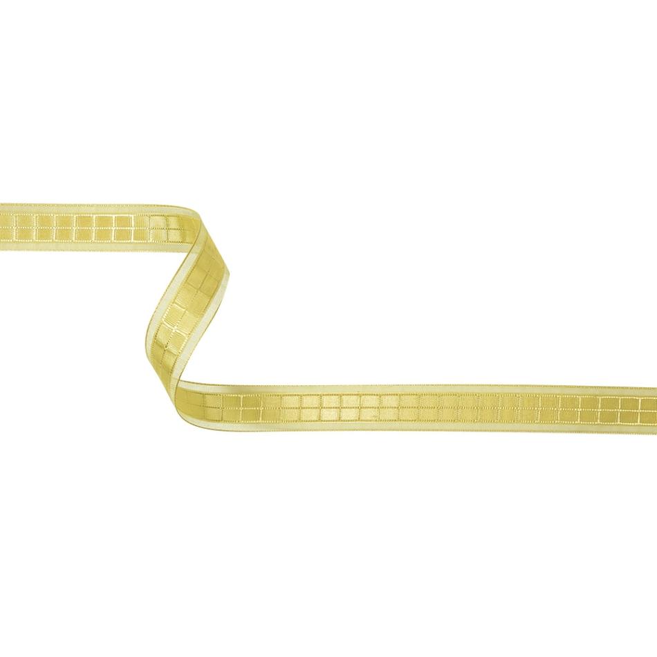 Sheer | Yellow Windowpane Checks And Sheer Borders Woven Ribbon – 0.625" Ribbons Sheer