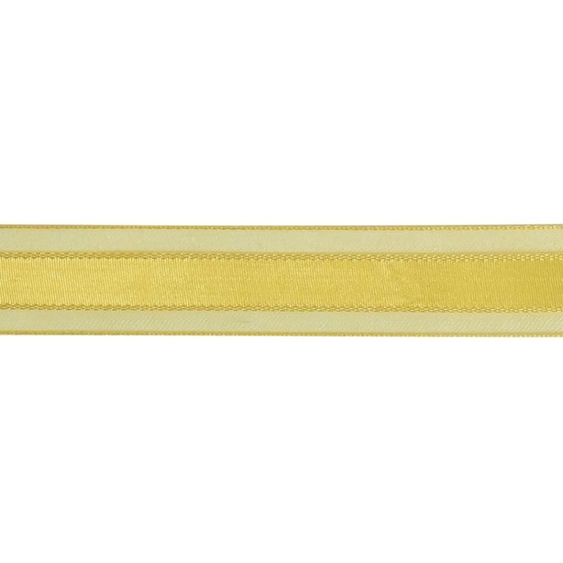 Sheer | Yellow Woven Ribbon With Sheer Organza Borders – 0.75" Ribbons Sheer