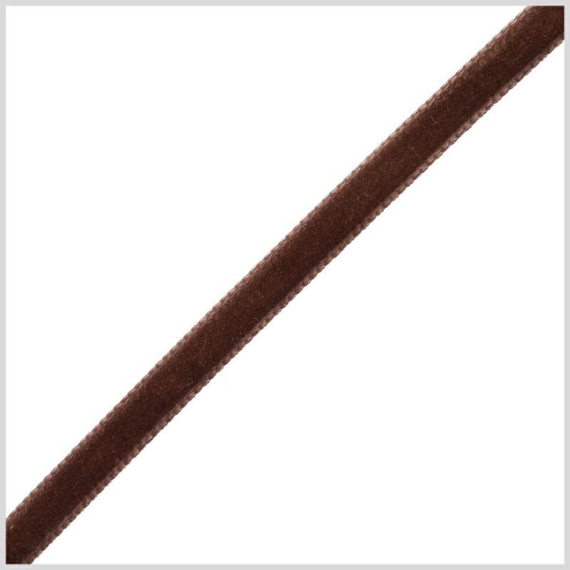 Velvet | 0.25" Brown Nylon Velvet Ribbon Ribbons Brown