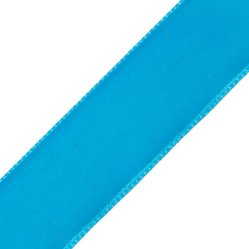 Velvet | 0.875" Turquoise Nylon Velvet Ribbon Ribbons Turquoise