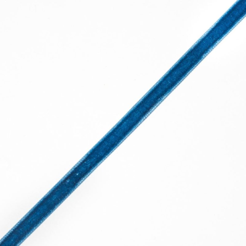 Velvet | 10 Yard Roll Of Blue Single Faced Velvet Ribbon – 0.375" Ribbons Blue