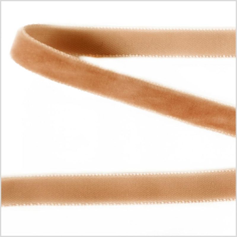 Velvet | Beige Single Face Velvet Ribbon – 0.375" Ribbons Beige