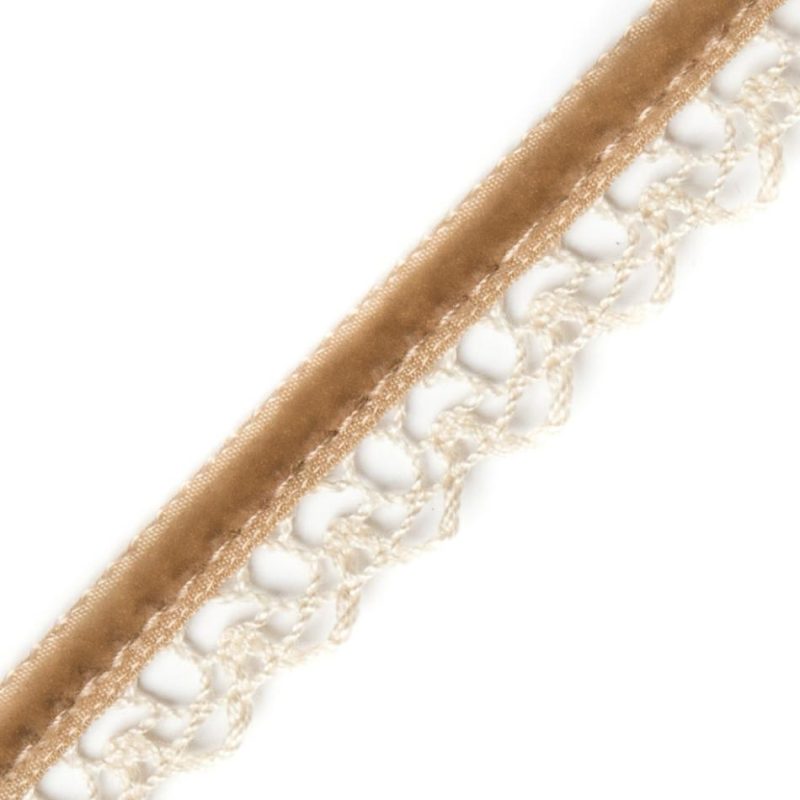 Velvet | Beige Velvet And Lace Trimming – 0.5" Ribbons Beige