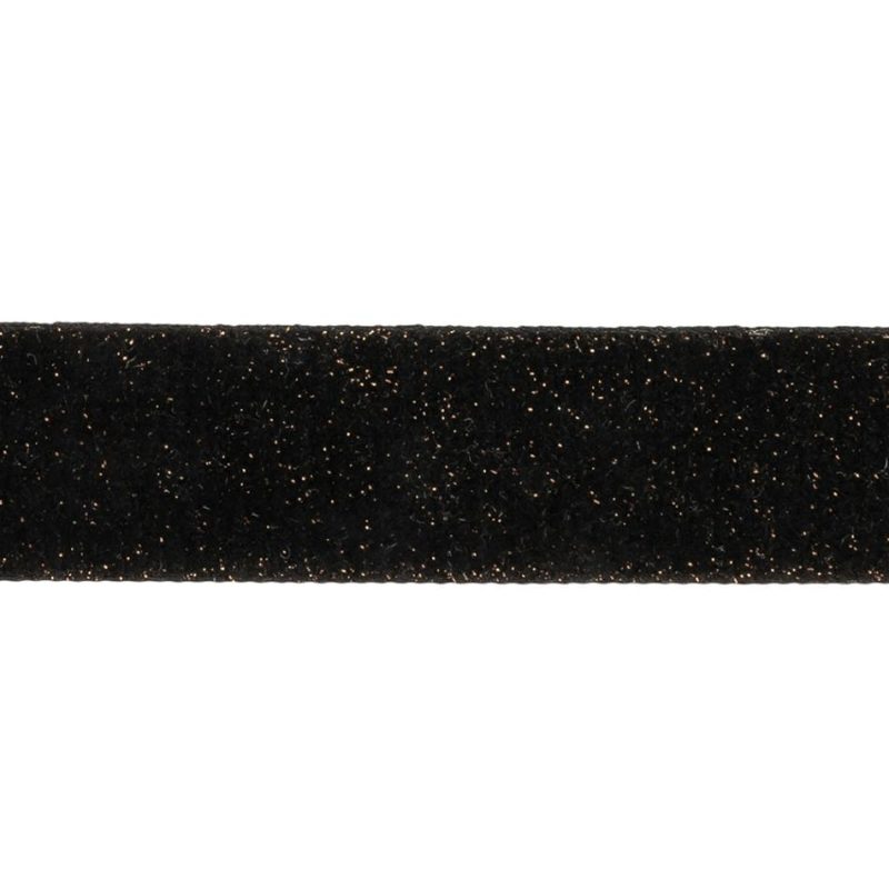 Velvet | Black And Copper Glitter Velvet Trim – 1" Ribbons Two Penny