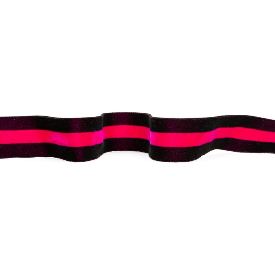 Velvet | Black And Dark Pink Striped Velvet Ribbon – 1.5" Ribbons Black,Dark Pink