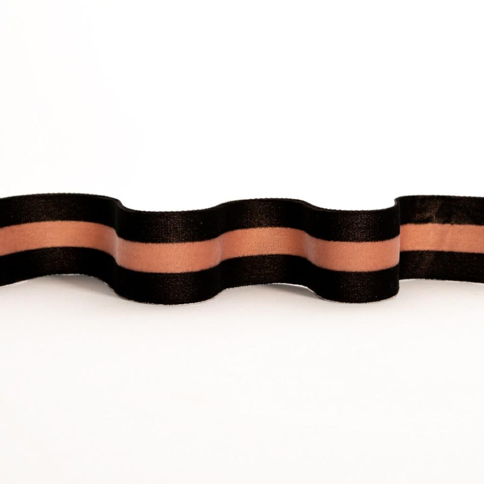 Velvet | Black And Dusty Rose Striped Velvet Ribbon – 1.5" Ribbons Black,Dusty Rose