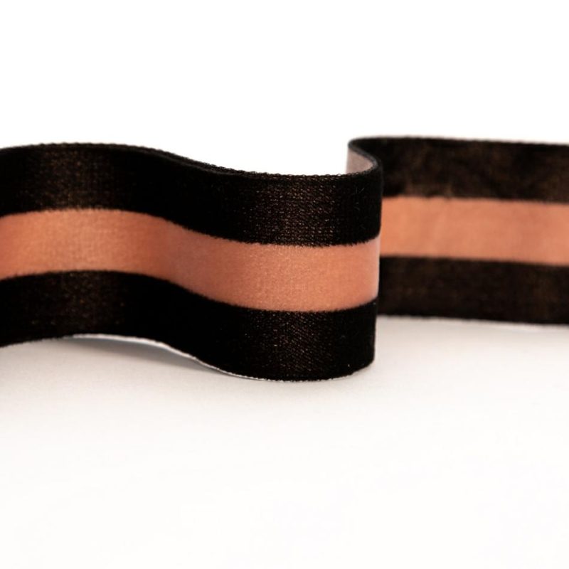 Velvet | Black And Dusty Rose Striped Velvet Ribbon – 1.5" Ribbons Black,Dusty Rose