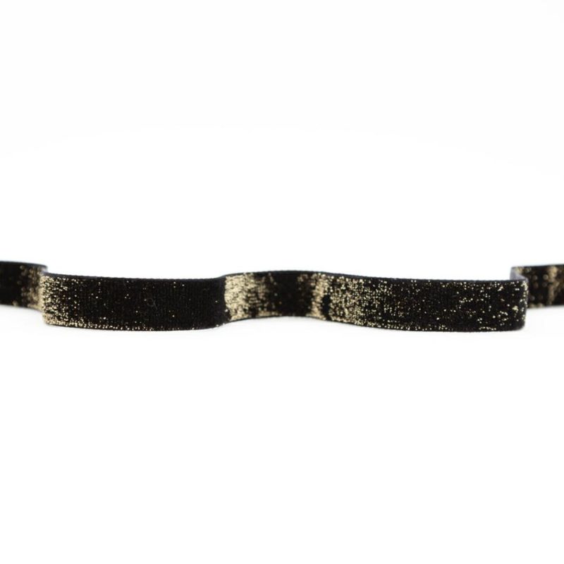 Velvet | Black And Gold Glitter Velvet Ribbon – 0.625" Metallic Metallic