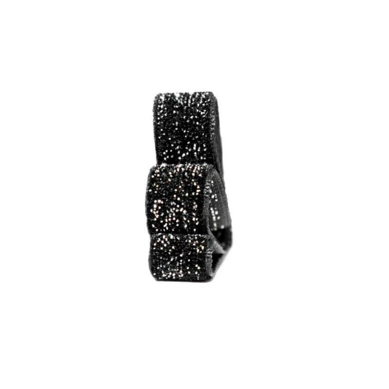 Velvet | Black And Silver Glitter Velvet Ribbon – 0.375" Metallic Black,Silver