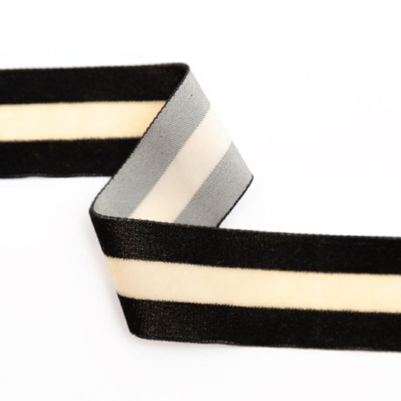 Velvet | Black And Sponge Striped Velvet Ribbon – 1.5" Ribbons Black,Sponge