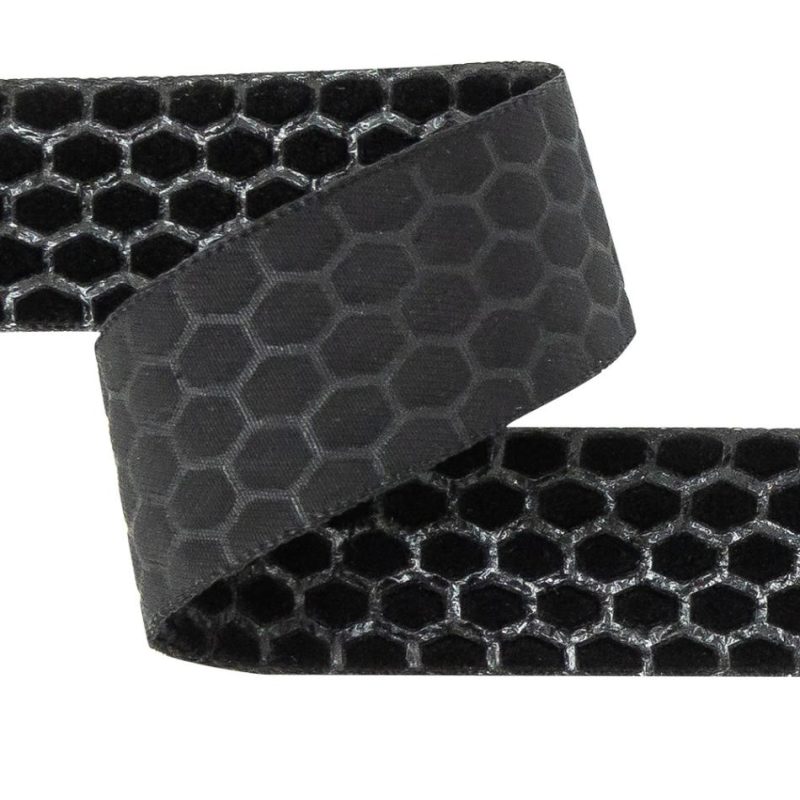 Velvet | Black Honeycomb Velvet Burnout Trim – 0.875" Ribbons Black