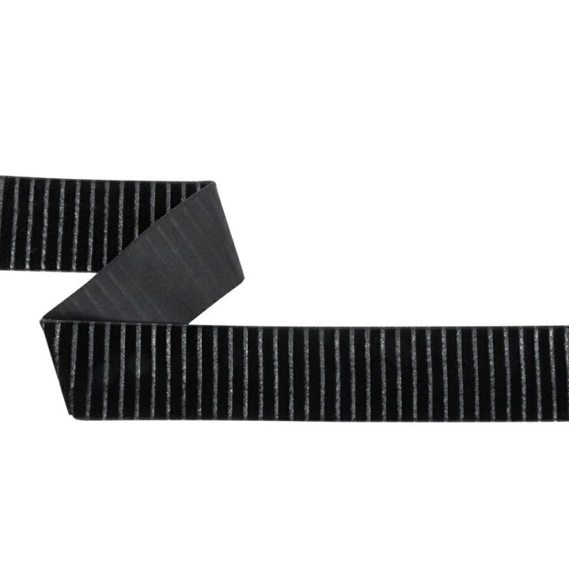 Velvet | Black Vertical Stripes Velvet Burnout Trim – 1.4375" Ribbons Black