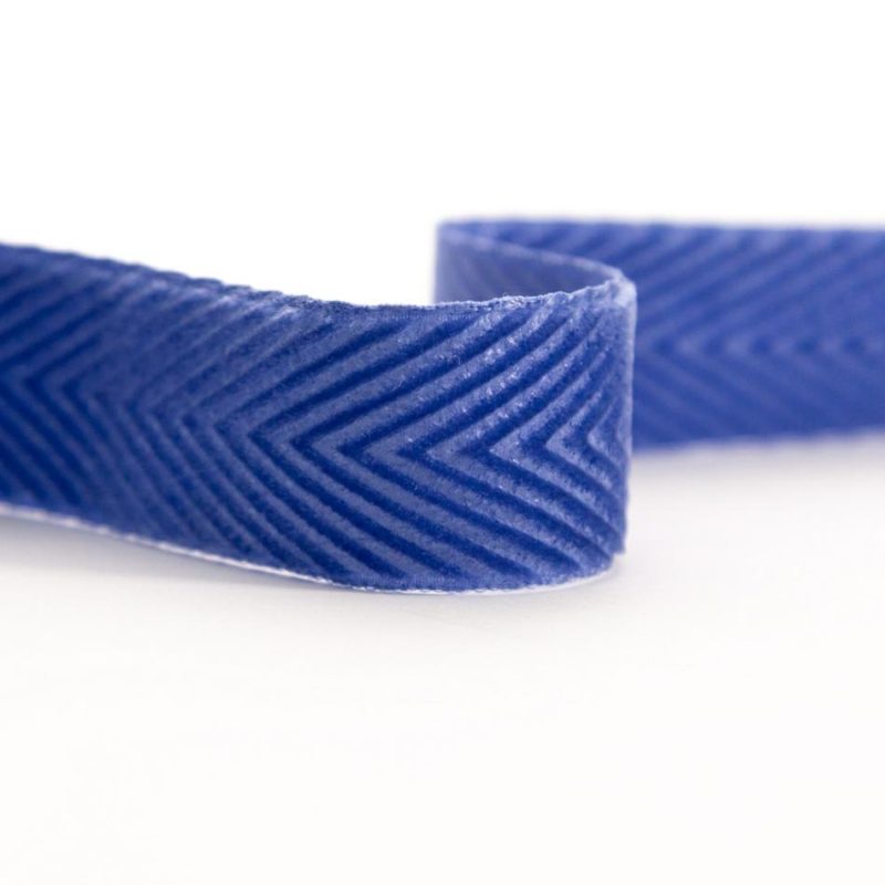 Velvet | Blue Chevron Velvet Ribbon – 0.875" Ribbons Blue