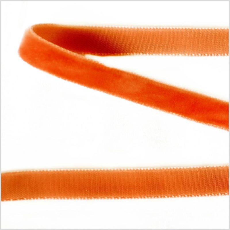 Velvet | Bright Orange Single Face Velvet Ribbon – 0.375" Ribbons Bright Orange