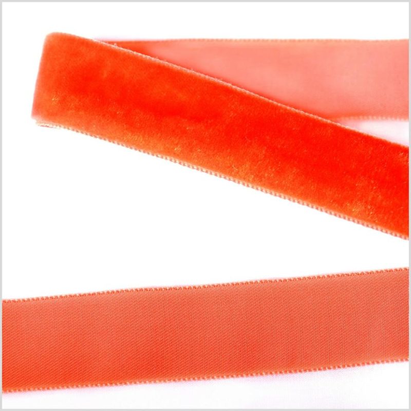 Velvet | Bright Orange Single Face Velvet Ribbon – 7/8" Ribbons Bright Orange