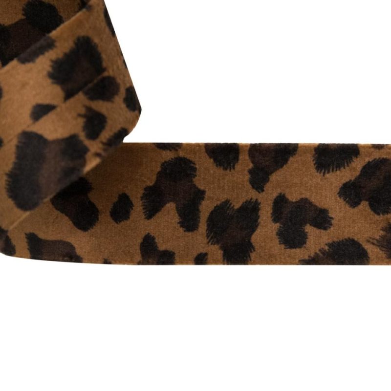 Velvet | Brown Leopard Velvet Single Foldover Bias Tape – 1" Ribbons Velvet