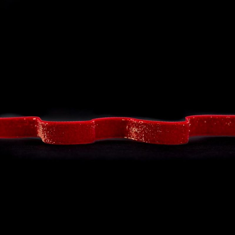 Velvet | Candy Apple Red And Gold Glitter Velvet Ribbon – 0.625" Metallic Metallic