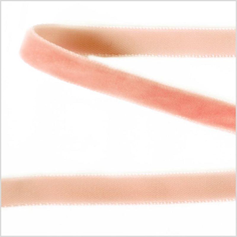 Velvet | Coral Single Face Velvet Ribbon – 0.375" Ribbons Coral