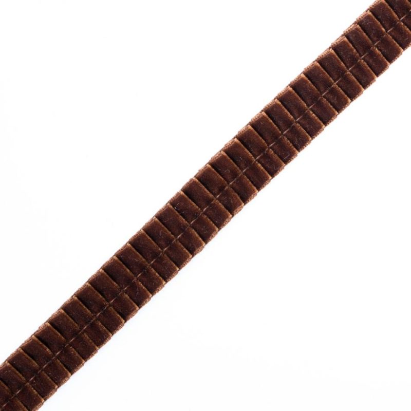 Velvet | Dark Brown Velvet Knife Pleated Trimming – 0.875" Pleated & Plisse Dark Brown