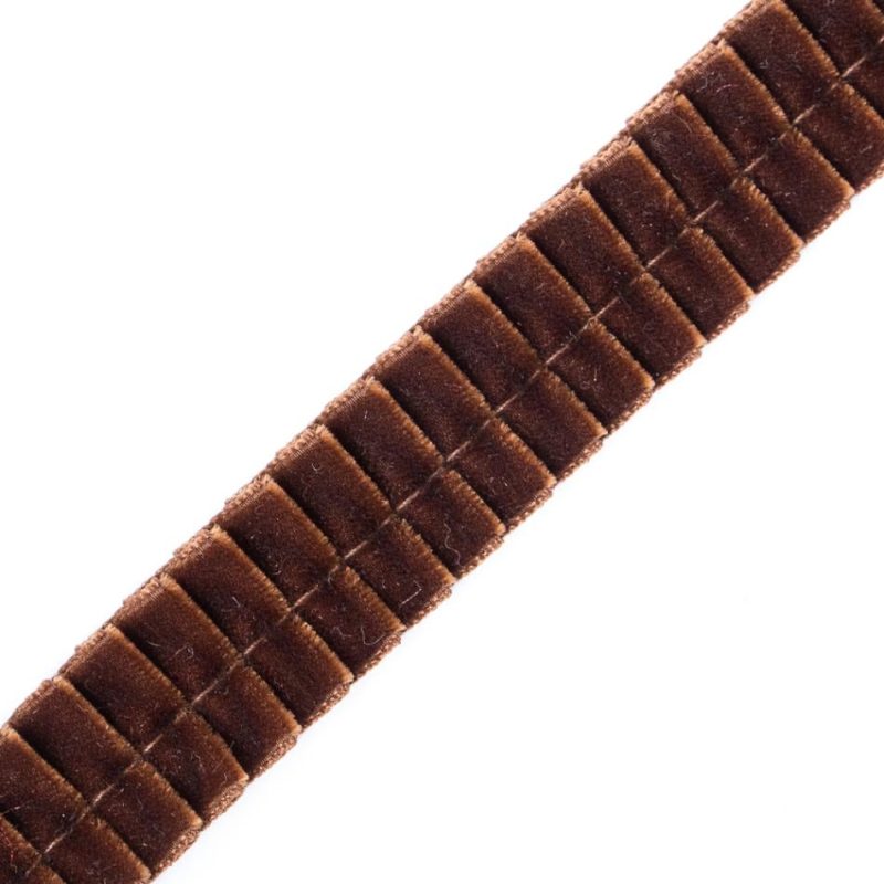 Velvet | Dark Brown Velvet Knife Pleated Trimming – 0.875" Pleated & Plisse Dark Brown