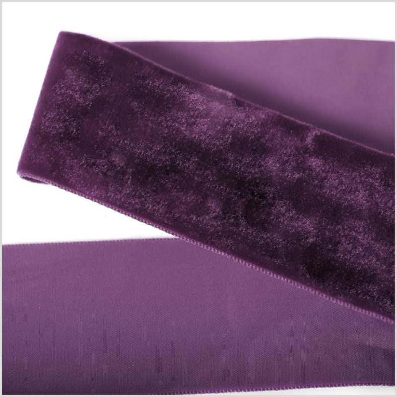 Velvet | Dark Grape Single Face Velvet Ribbon – 2" Ribbons Dark Grape