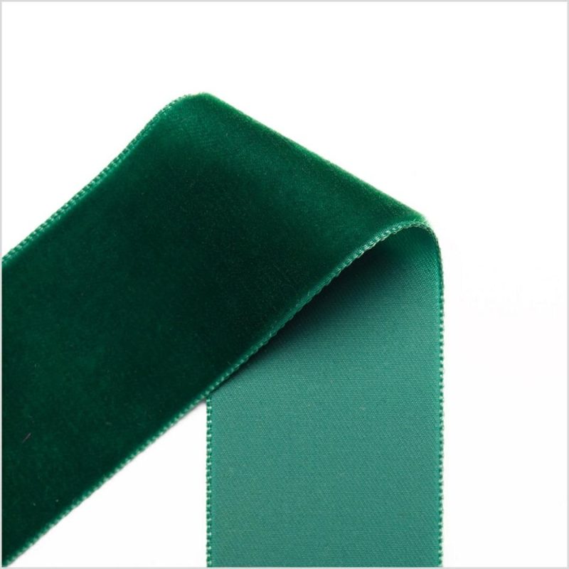 Velvet | Dark Green Single Face Velvet Ribbon – 1.5" Ribbons Dark Green