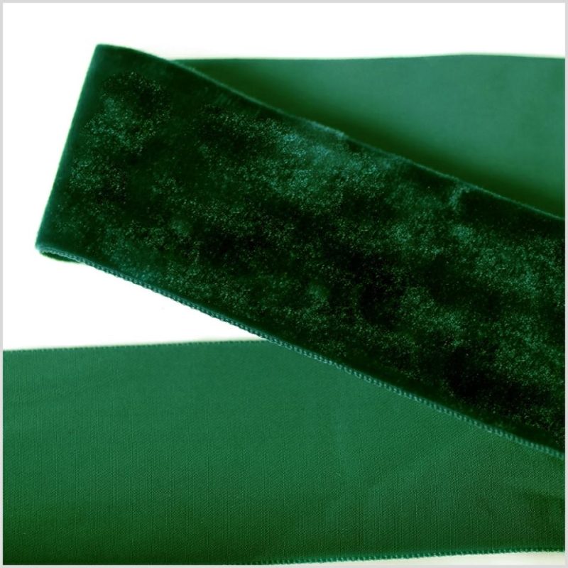 Velvet | Dark Green Single Face Velvet Ribbon – 2" Ribbons Dark Green