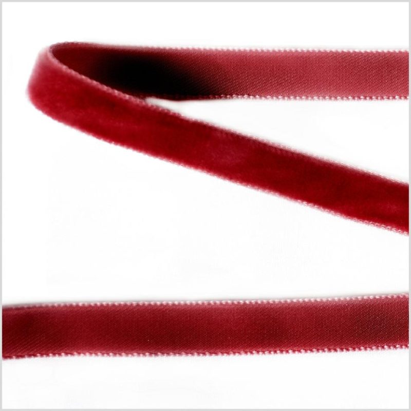 Velvet | Dark Red Single Face Velvet Ribbon – 0.375" Ribbons Dark Red