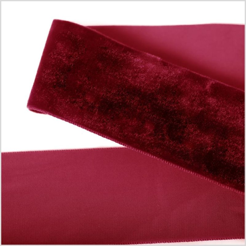 Velvet | Dark Red Single Face Velvet Ribbon – 2" Ribbons Dark Red