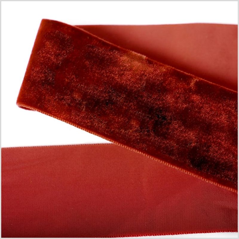 Velvet | Dark Rust Single Face Velvet Ribbon – 2" Ribbons Dark Rust