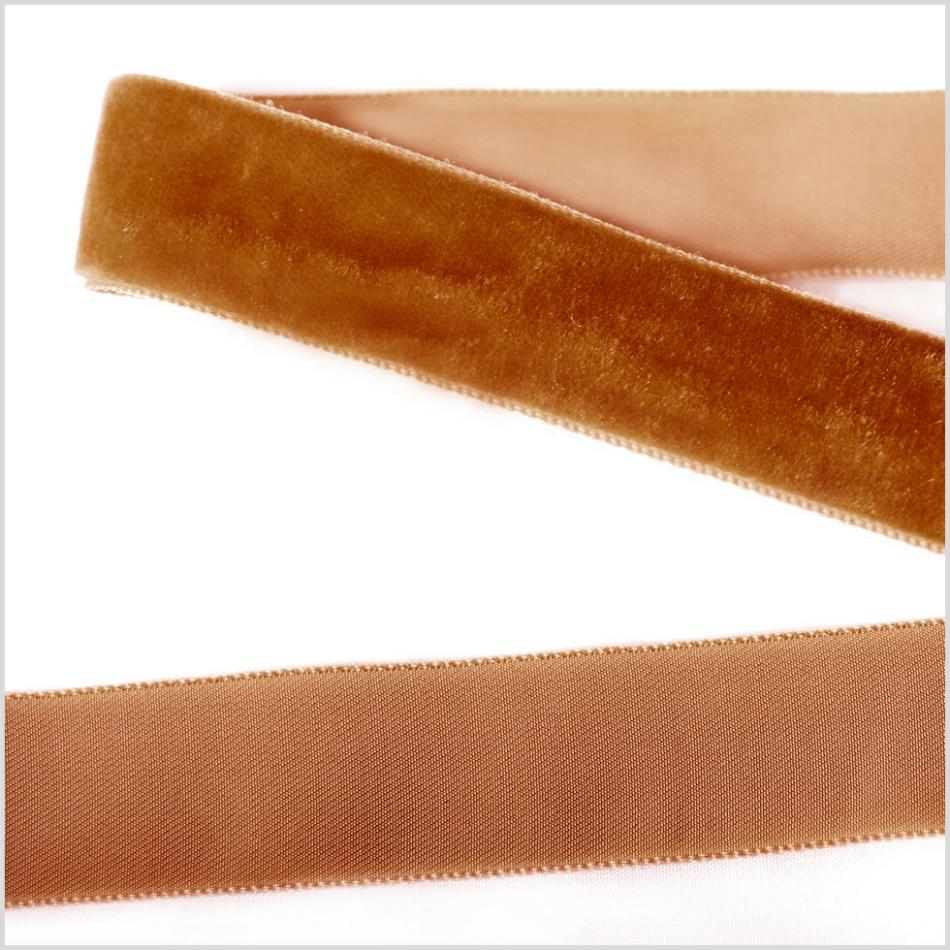 Velvet | Dark Tan Single Face Velvet Ribbon – 0.875" Ribbons Dark Tan