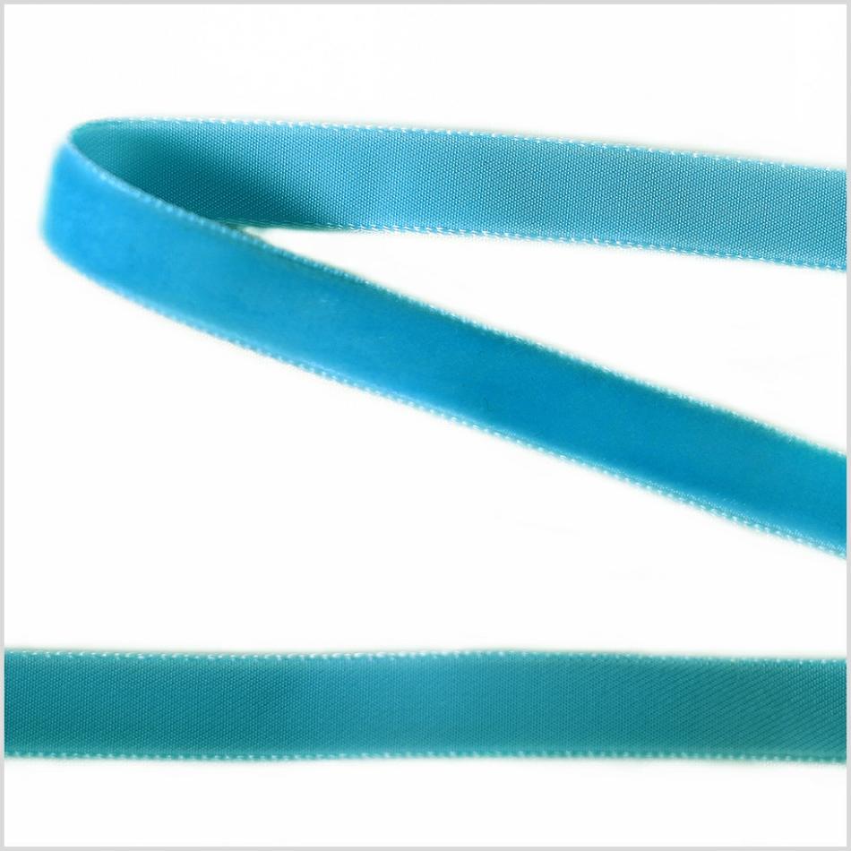 Velvet | Dark Turquiose Single Face Velvet Ribbon – 0.375" Ribbons Dark Turquiose