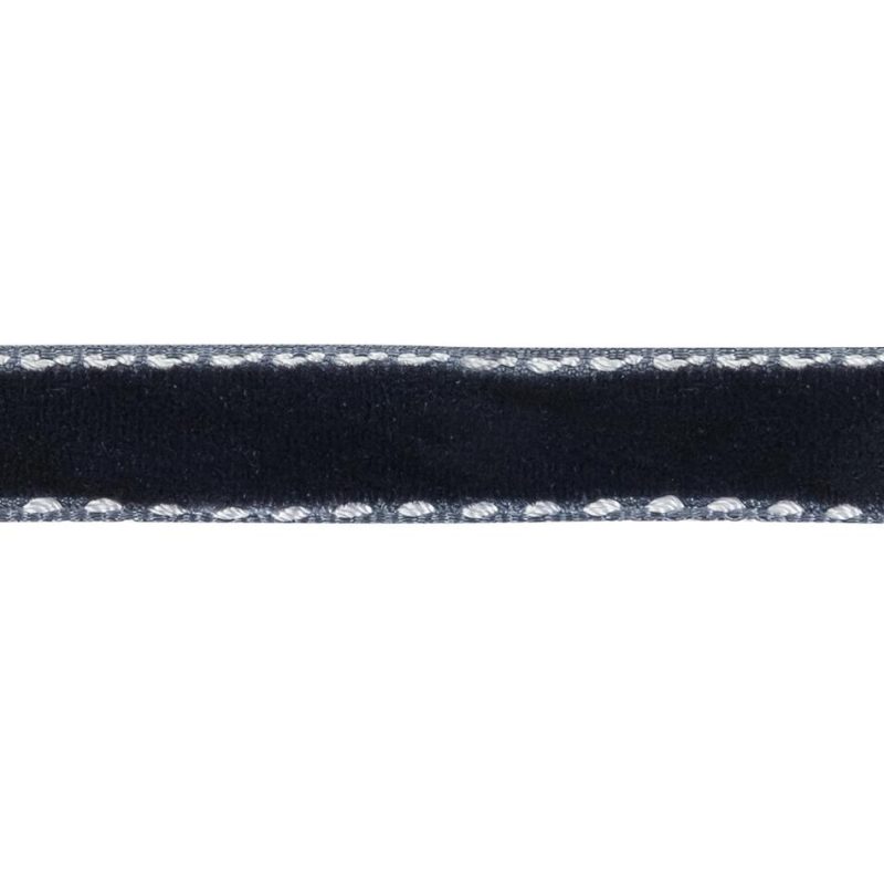 Velvet | Dress Blues And White Side-Stitched Velvet Ribbon – 0.5" Ribbons Dress Blues,Lucent White