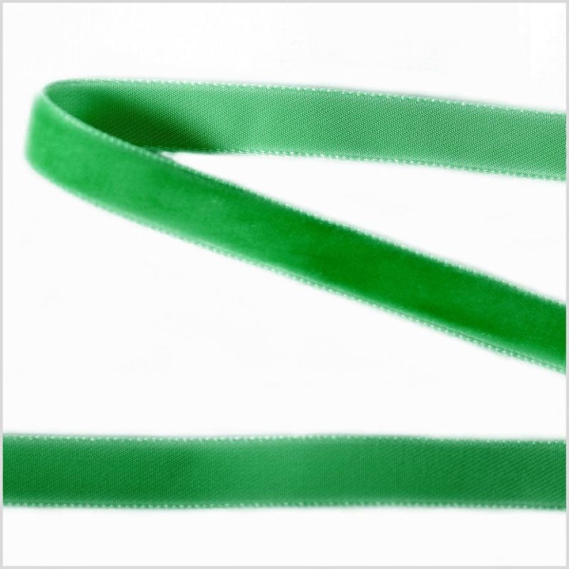 Velvet | Emerald Single Face Velvet Ribbon – 0.375" Ribbons Emerald