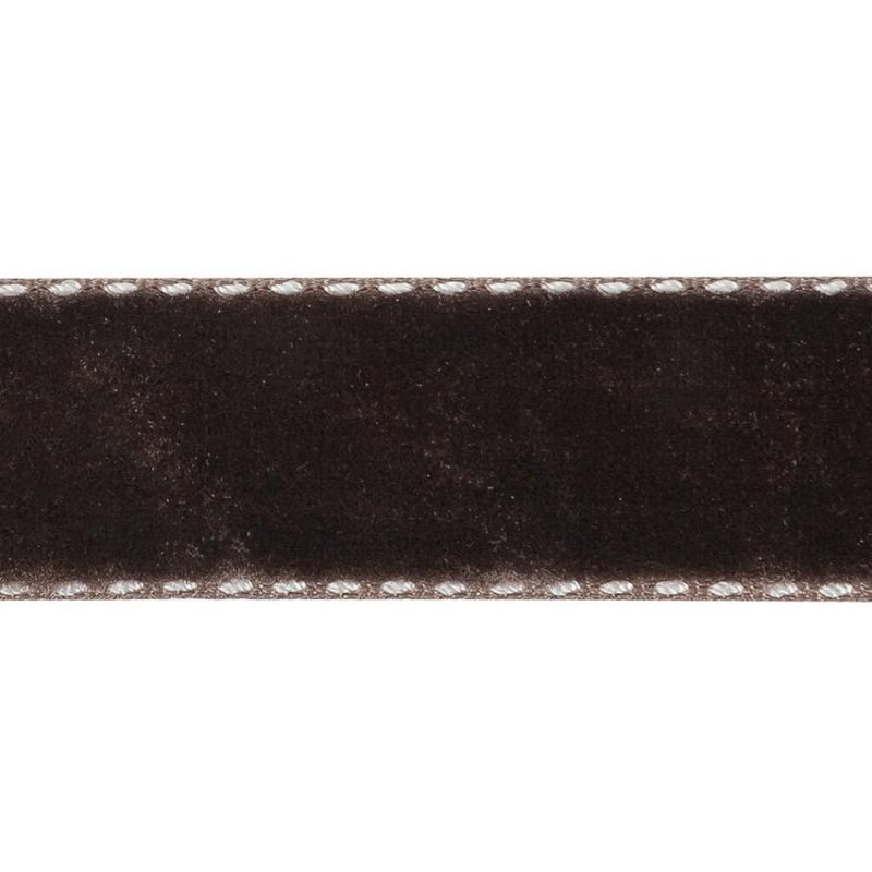 Velvet | Faded Brown And White Side-Stitched Velvet Ribbon – 0.75" Ribbons Lucent White