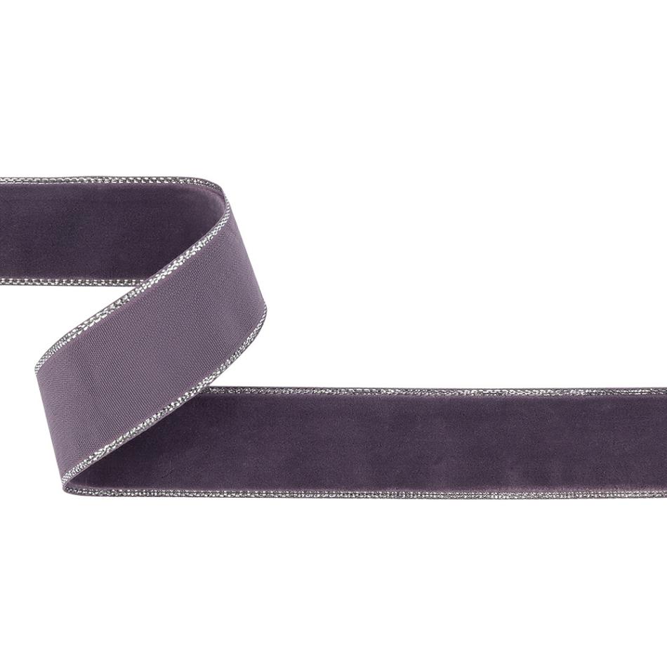 Velvet | Faded Purple And Silver Metallic Lined Velvet Ribbon – 0.875" Metallic Metallic