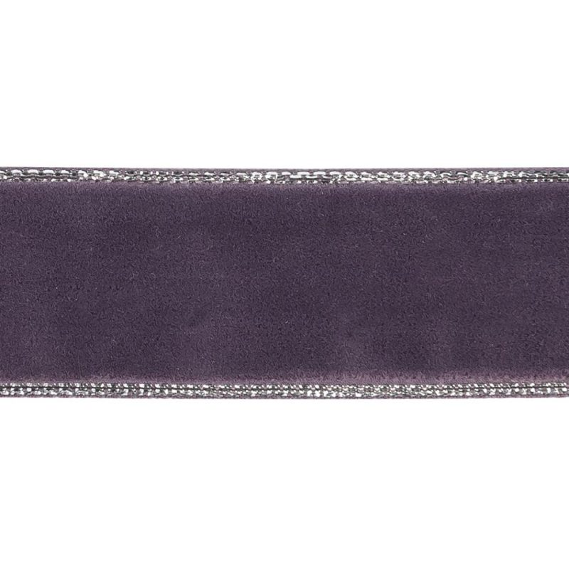 Velvet | Faded Purple And Silver Metallic Lined Velvet Ribbon – 0.875" Metallic Metallic