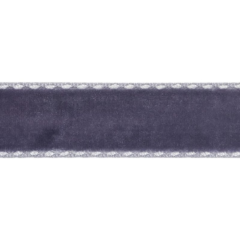 Velvet | Faded Purple And White Side-Stitched Velvet Ribbon – 0.625" Ribbons Lucent White