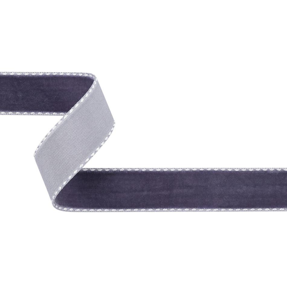 Velvet | Faded Purple And White Side-Stitched Velvet Ribbon – 0.75" Ribbons Lucent White