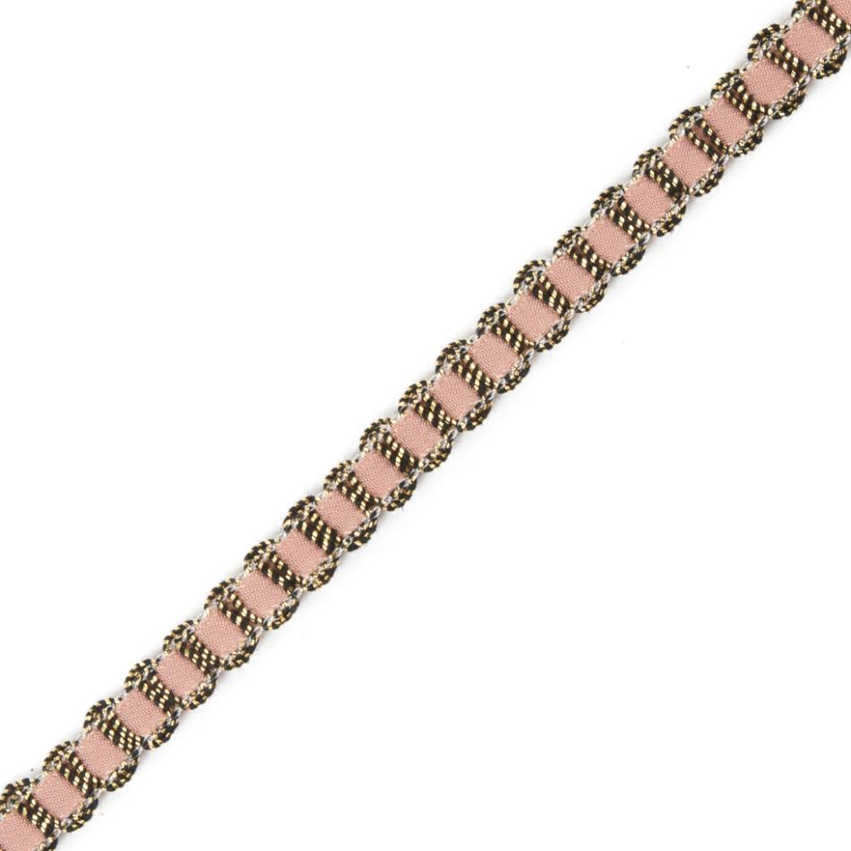 Velvet | Gold Braid Around Peach Velvet Trimming – 0.25" Braided Braided