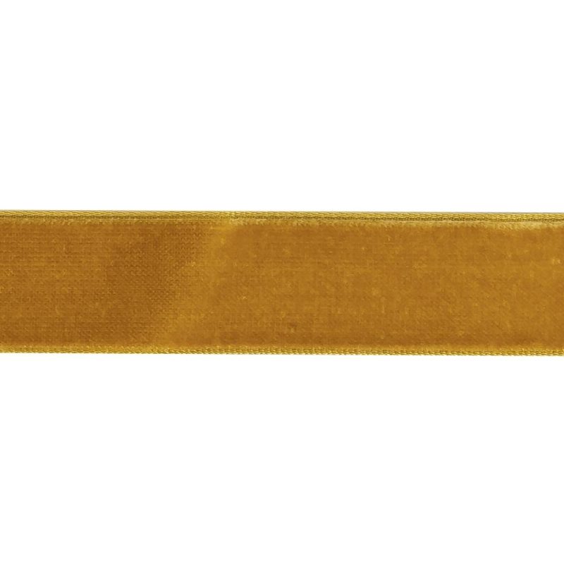 Velvet | Gold Single Face Velvet Ribbon – 0.875" Ribbons Velvet