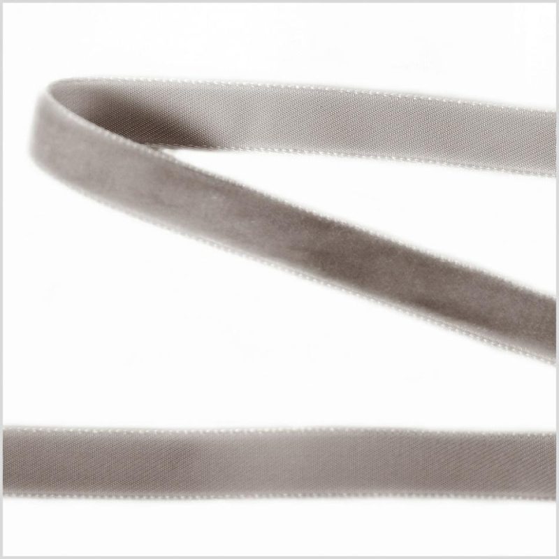 Velvet | Gray Single Face Velvet Ribbon – 0.375" Ribbons Gray